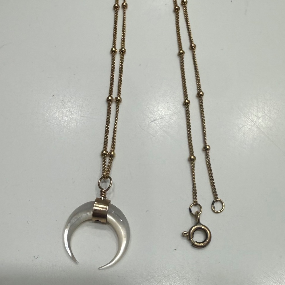 James Michelle pearl crescent pendant and gold chain